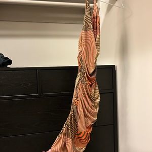 Cowl neck ruched dress